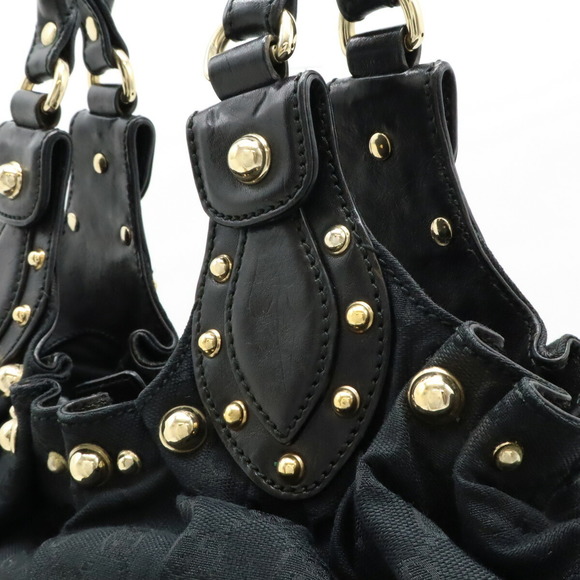 Gucci Bag Shoulder studs black canvas leather GG - Picture 8 of 8